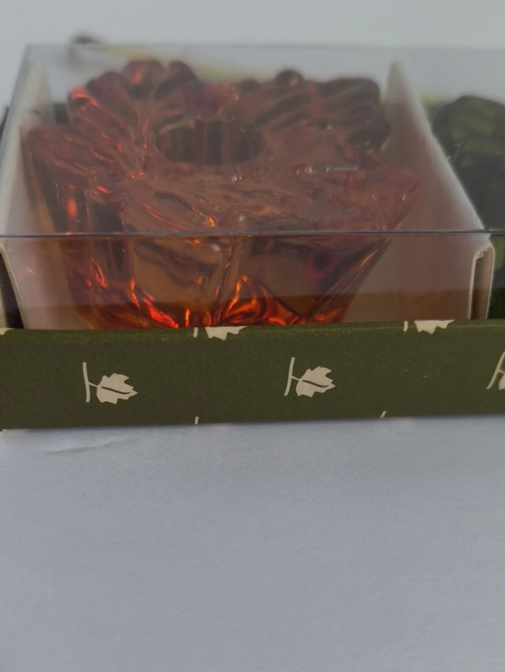 Williams Sonoma Maple Leaf Candle Taper Holders Glass Set of 4 NIB Thanksgiving
